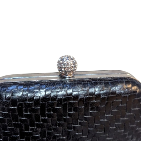 MMS Rhinestone Crystal Black Evening Bag Clutch 6" Retro Timeless - Picture 5 of 11